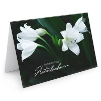 Weiße Lilien, stilvolle, neutrale Trauerkarte