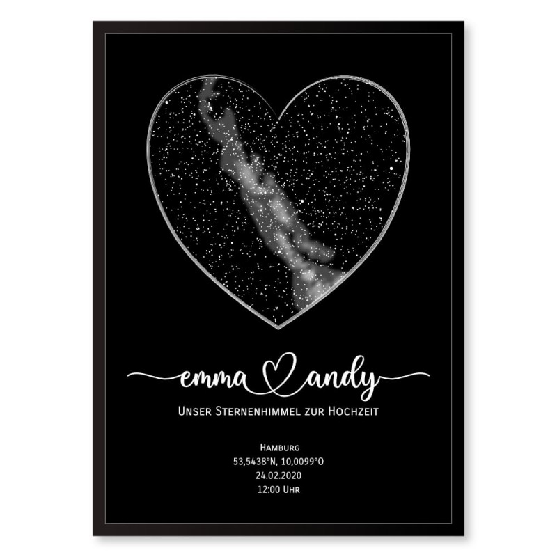 Sternenhimmel Poster Herz - Personalisierte Sternenkarte